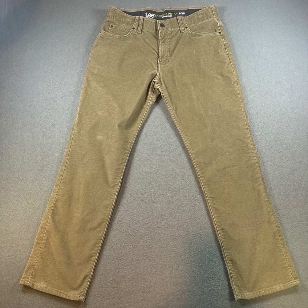 Lee Extreme Motion MVP Straight Taper Corduroy Pants Tan 34x30 Mens 112365767